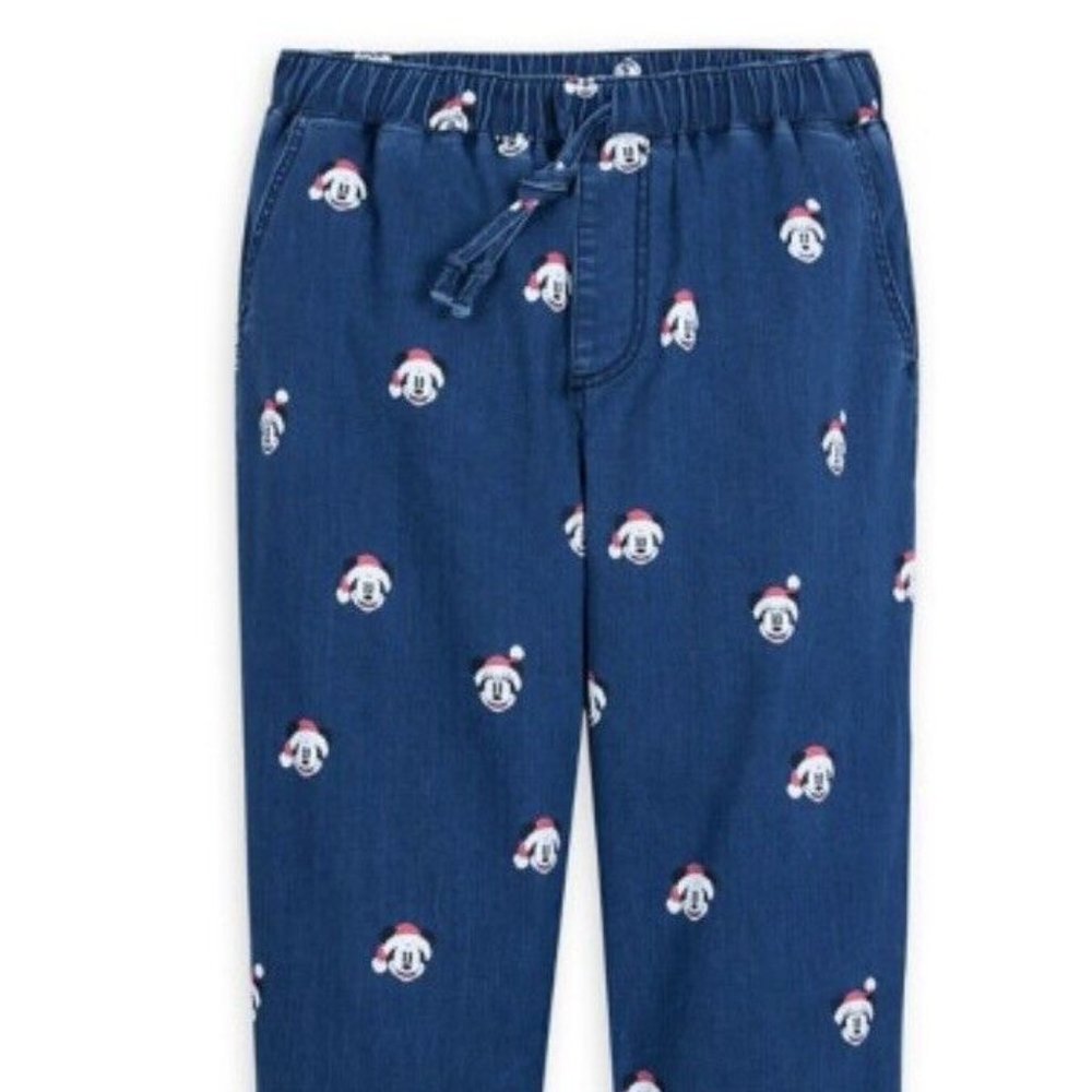 Disney Mickey Mouse Santa Denim Jogger Pants Plus Size 3XL